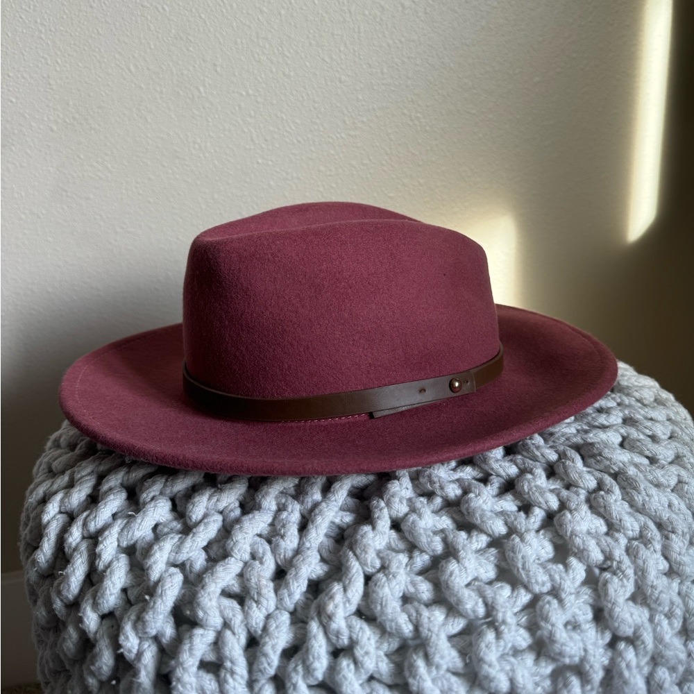 Free People Wool Burgundy Pink Maroon Fall Hat